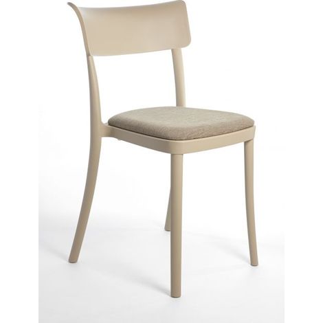 Sedia polipropilene imbottita velluto design moderno per cucina, sala da pranzo e bar - Saretina - 5 Colori COMBINAZIONE SEDIA Cappuccino - Cuscino Beige (1/5)