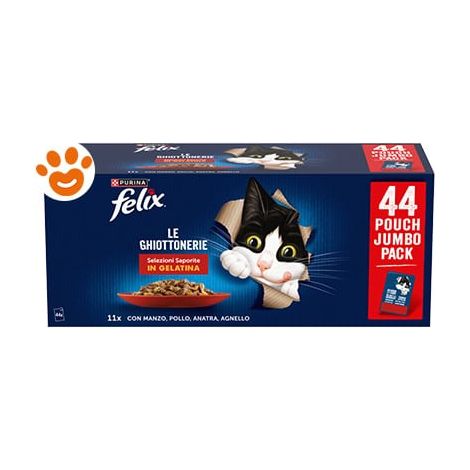 Felix Le Ghiottonerie Cibo Umido Carne in Gelatina per Gatti-  44x85g
