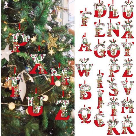 Pendentif Noel - Acrylique - Lettres Anglaises - Couleurs Vives - Cordon De Suspension Inclus - 8 cm - Décoration Arbre De Noël (1/5)