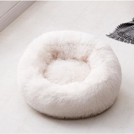Couchage Panier pour Chien Chat Corbeille Coussin Rond Hiver en Peluche Lit Animal 40CM Beige (1/3)