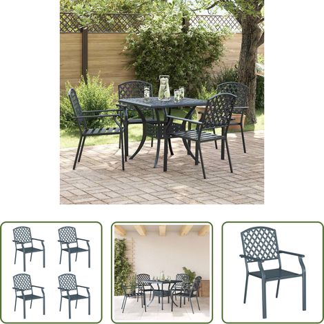 Chaise empilable -  Chaise de jardin 4 pcs Anthracite 56 x 65 x 89 cm Acier (1/5)