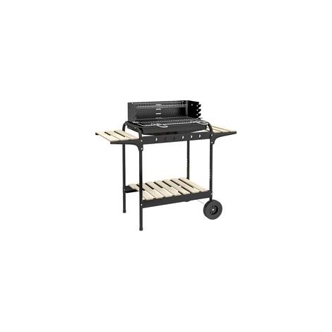 Barbecue à charbon de bois en métal avec roulettes, grille réglable en hauteur, étagère à bois, chariot mobile, idéal pour barbecue, camping et terrasse, 103 x 47 x 95 cm