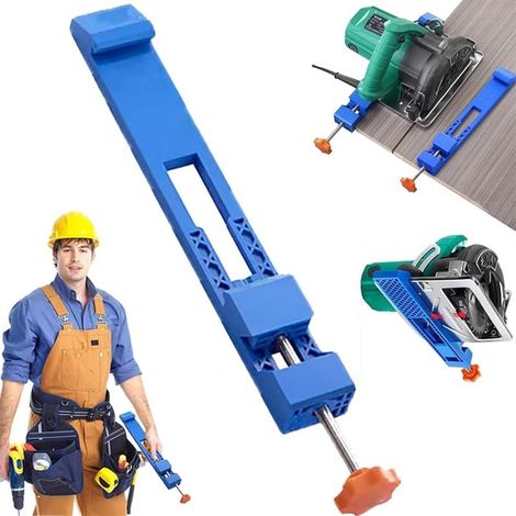 Guide de scie circulaire, rail de guidage réglable pour base de scie, outil de positionnement pour guide de scie circulaire et panneau de scie (1 ensemble)