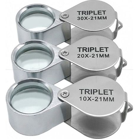 3 pièces loupe de boucle de bijoux illuminée 10X 20X 30X loupe loupe bijoutiers Eye Loup LED/UV loupe de poche pour travail r (1/4)