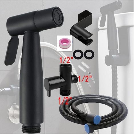 Pulvérisateur à main en acier inoxydable 304 – Tuyau de 1,5 m – Valve en T G1/2' – Économie d'eau et contrôle de débit (1/3)