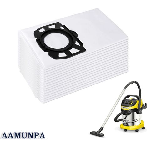 Lot de 15 sacs d'aspirateur non tissés pour Kärcher 2.863-006.0 KFI 487 sacs de rechange WD4 WD5 WD6 WD5P WD6P Premium MV4 MV5 MV6 sacs filtrants pour aspirateurs secs/humides (1/5)