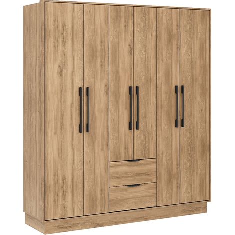 Armadio 6 ante e 2 cassetti L162 cm Naturale - FEOVA
