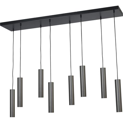 Lampe suspendue noire pour salle à manger Run Cylindres à 8 lumières en bronze à canon - 2381-05-05-130-25-8