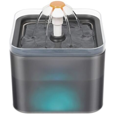 Fontaine à eau pour chat et chien - 2 l - Accessoire pour chat - Fonction veilleuse LED - Extrêmement silencieuse - Automatique - Avec filtre à charbon actif et pompe à eau(Gris) (1/5)