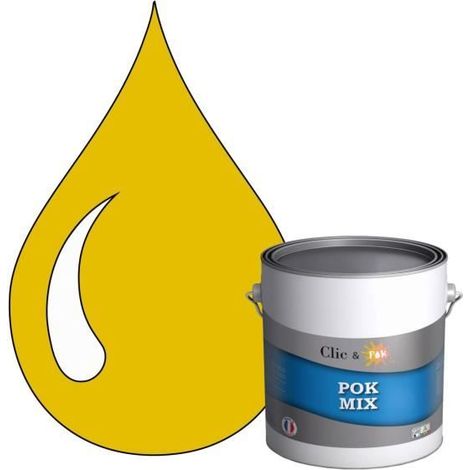 Peinture d'Accroche et Finition 2 en 1 - POK - Jaune de Sécurité - Acrylique Satinée - 3L - Intérieur (1/4)