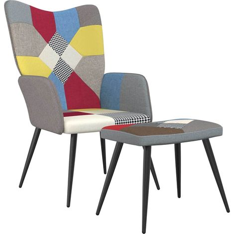 vidaXL Poltrona Relax con Poggiapiedi in Tessuto Patchwork (1/5)