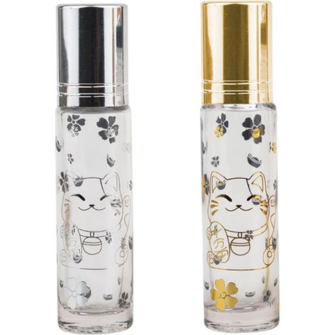 2pièces Fons Roll Motif Chat Pour Bouteilles Vides Pour Huiles Essentielles Et Parfums