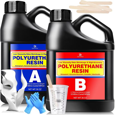 Résine polyuréthane, 2000g résine de coulée polyuréthane, blanche, à séchage rapide, faible viscosité et faible odeur, pour la fabrication de modèles prototypes, statues, accessoires à effets (1/5)
