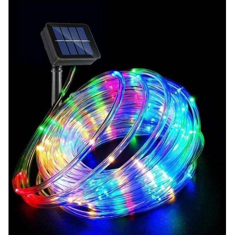 Solaire Ruban Lumineux,100 LED Lumières de Fil de Tube de Cuivre 8 Modes Decoration Lumineuse Solaire Extérieur pour Noël Jardin cour Chemin Clôture Arbre Backyard-Fei Yu (1/4)