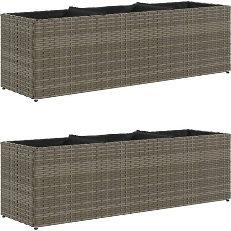 Maison Exclusive - Fioriere da Giardino con 3 Vasi Grigie 105x30x32 cm Polyrattan