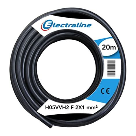 Electraline 10984 H05VVH2-F Cavo, Sezione 2x1 mm, Lunghezza 20 m, Nero (1/2)