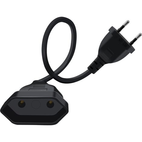 Rallonge Euro 2.5A 250V 625W Cable D'extension Euro 2x0.75 mm² Rallonge Câble Euro, pour Une Utilisation en Intérieur TV, PC, Moniteur (Noir, 0.3m) (1/5)