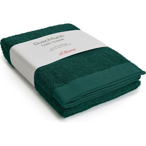 Serviette de douche 70 x 140 cm – 100 % coton, 600 g/m², douce et absorbante, serviette de bain vert bouteille (1/4)