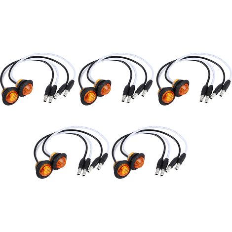 10 Stück 3/4-Zoll-LED-Seitenmarkierungsleuchten mit 12-V-Gleichstromanschluss für PKW, Anhänger, LKW und Yacht, gelb (1/5)