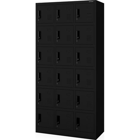 Sozial-Spindschrank KAROL mit Fächern, 900 x 1850 x 400 mm, schwarz