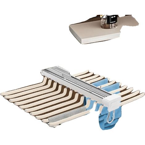 Percha para pantalones, sistema de almacenamiento expandible, organizador que ahorra espacio, color beige. (1/2)
