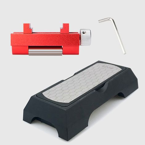 Outil d'affûtage rapide pour couteaux Positionneur d'angle d'affûtage, outil d'affûtage double face haute vitesse à grain diamant 400/1000, outil de fixation pour support d'affûtage