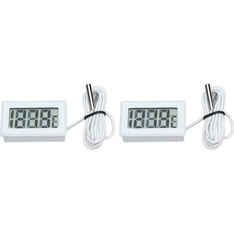 2 Stück elektronische digitale Thermometer-Thermostate mit Temperaturanzeige (2 Sekunden Aktualisierungszeit) und Sonde, weiß (1/5)