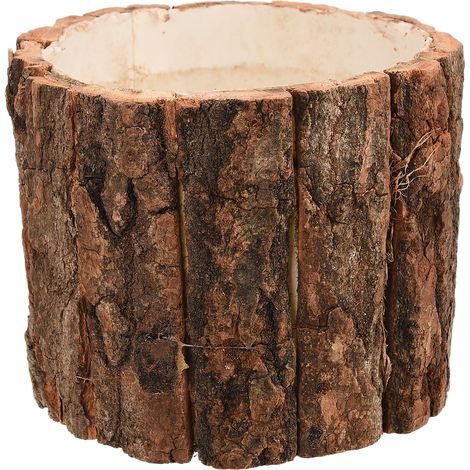 1 Pot de fleurs, écorce d'arbre, design rustique, diamètre 12cm, hauteur 11cm, pour plantes d'intérieur (1/5)