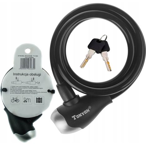 Candado para bicicleta 120x10, candado de cable Tonyon con llave (1/4)