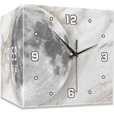 Horloge d'angle murale double face facile à lire, motif paysage décoratif, idéale pour une chambre de style campagnard. (1/5)