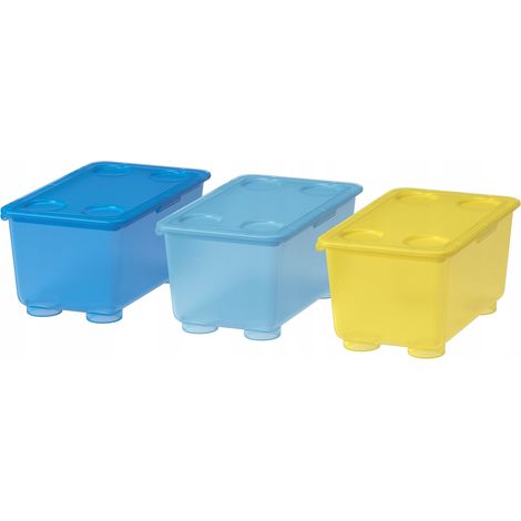 IKEA GLIS Box mit Deckel, 3 Stück, 17 x 10 cm, für blaue Buntstifte (1/5)