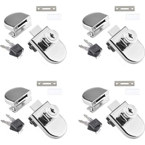 4 Pack Single Pivot Glass Cabinet Door Lock Glass Cabinet Lock for 5-8mm Glass Door with 2 Keys No Drilling Required (1/5)