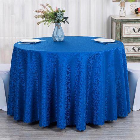 Nappe ronde 160cm Bleu Polyester pour table basse & table à manger