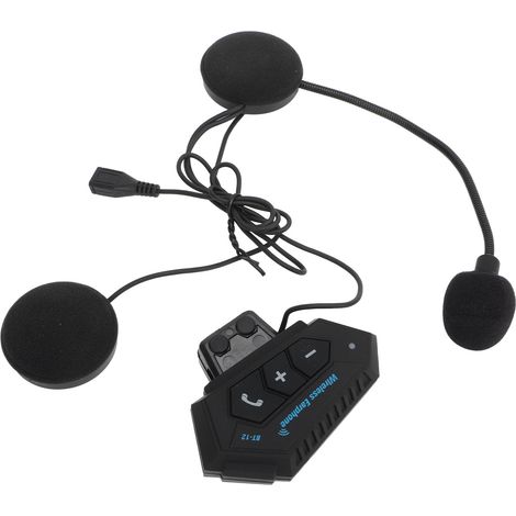 Écouteurs stéréo BT 12 pour casque de moto, système d'écouteurs multifonctionnel mains libres pour appels, casque pour moto, vélo et conduite (1/5)