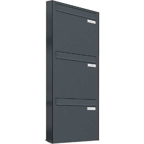 3er 1x3 Briefkasten-Anlage Tür- Zaundurchwurf RAL 7016 Anthrazit (1/5)