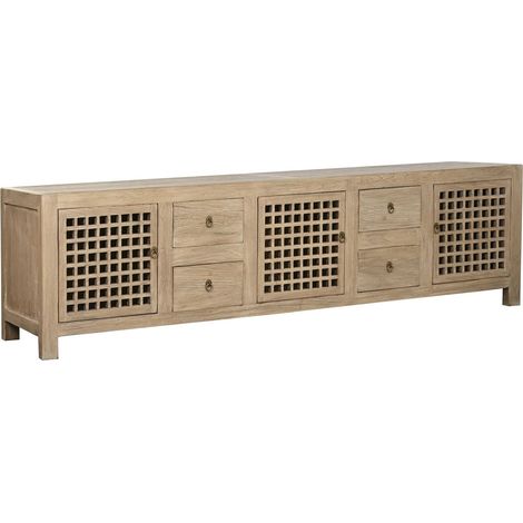 Meuble TV en olmo massif style minimaliste pour salon épuré - orme naturel clair et chaleureux (1/5)