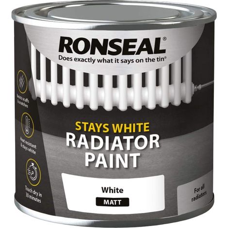 Ronseal Stays White Radiator Paint - White - 250ml - Matt