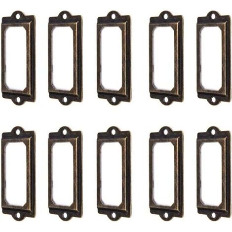 50 Pièces Porte-Étiquettes en Métal Bronze Vintage 60 x 17 mm pour Tiroirs, Armoires, Bibliothèques et Cartes (1/5)