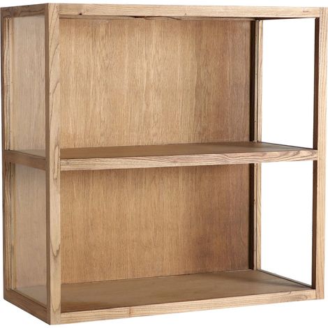 Bibliothèque modulaire en pin recyclé Bern - Bois de pin naturel et touche de verre (1/3)