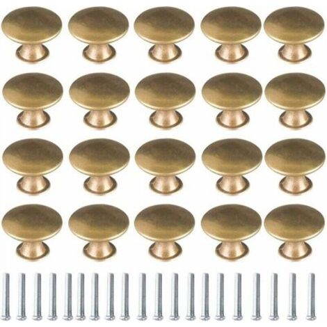 Bouton de Porte Laiton 20 Pièces Vintage Laiton Poignées Boutons de Meuble Boutons Porte de Tiroir Poignée de Meuble Bouton de Meuble Vintage pour Tiroir Armoire Meuble Cuisine de Placard (1/5)