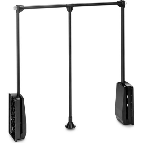 Emuca Kleiderlift für Garderoben Hang, 830 - 1150, Schwarz, Stahl und Kunststoff