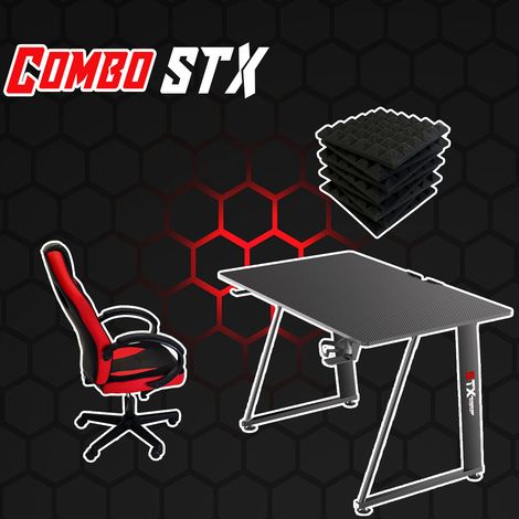 Postazione Gaming STX Rosso - RTX Sedia gaming ufficio scrivania tavolo pannelli fonoassorbenti set (1/5)