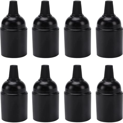 8 Piece Vintage Bakelite Edison Socket Set with Screwdriver - Black E27