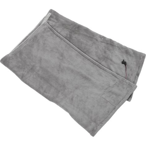 Couverture chauffante USB douce et confortable, portable, avec contrôle de température et lavable en machine. Idéale pour la voiture, la maison et les voyages. Gris clair. (1/5)