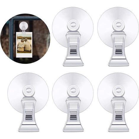Soportes de ventosa (paquete de 5), clips multiusos de PVC para paredes de vidrio, acuarios, porta tickets de estacionamiento, pinzas para alimentos