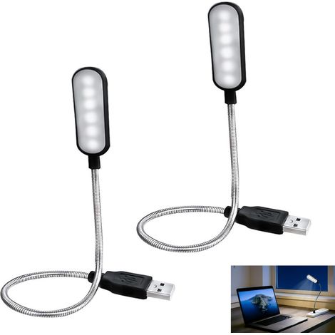 2 Pièces Lampe LED USB Flexible, Lampe USB Dimmable, Flexible 6 LED à Col de Cygne,USB Lumière Douce pour PC, Mac, Powerbank, Faible Consommation