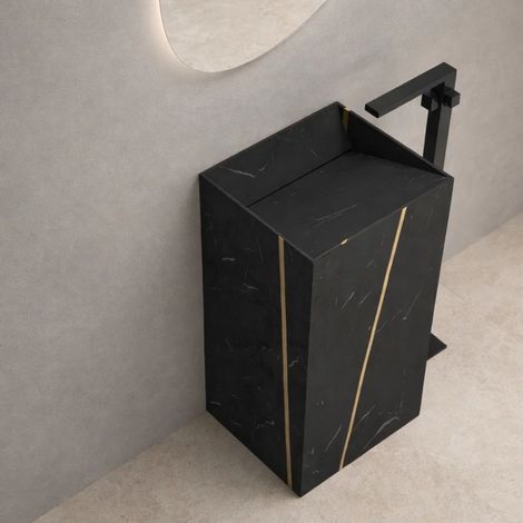 Lavabo centro stanza free standing lukas in stone nero e nocciola venato finitura- nero - confezione 1 (1/4)