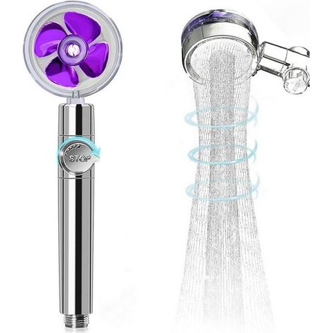 Brauseköpfe, Handbrause, Duschkopf, Booster-Köpfe, Duschköpfe, Bad-Accessoires, Abnehmbarer Turbo-Hochdruck-Duschkopf, Lila, KINSI (1/5)