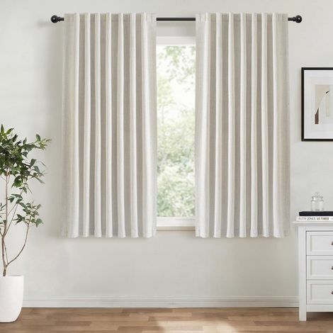 2 Panneaux Rideau Occultant,Isolation Thermique,Tissu Polyester Effet Lin,Fenêtre Salon Chambre