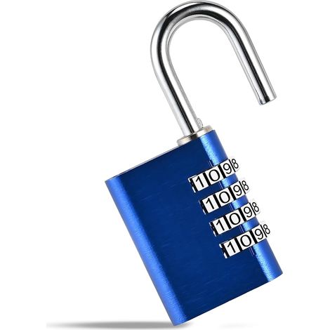 Cadenas Code 4 Chiffres de pour Casier et Abri de Jardin, Bleu  Convient pour Casier de Gym, Casier Scolaire, Petit Portail, Abri de Jardin. Résiste aux Intempéries. Sécurité Modérée (1/5)